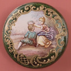 Bouton émaillé et doré, français, milieu du 19e siècle